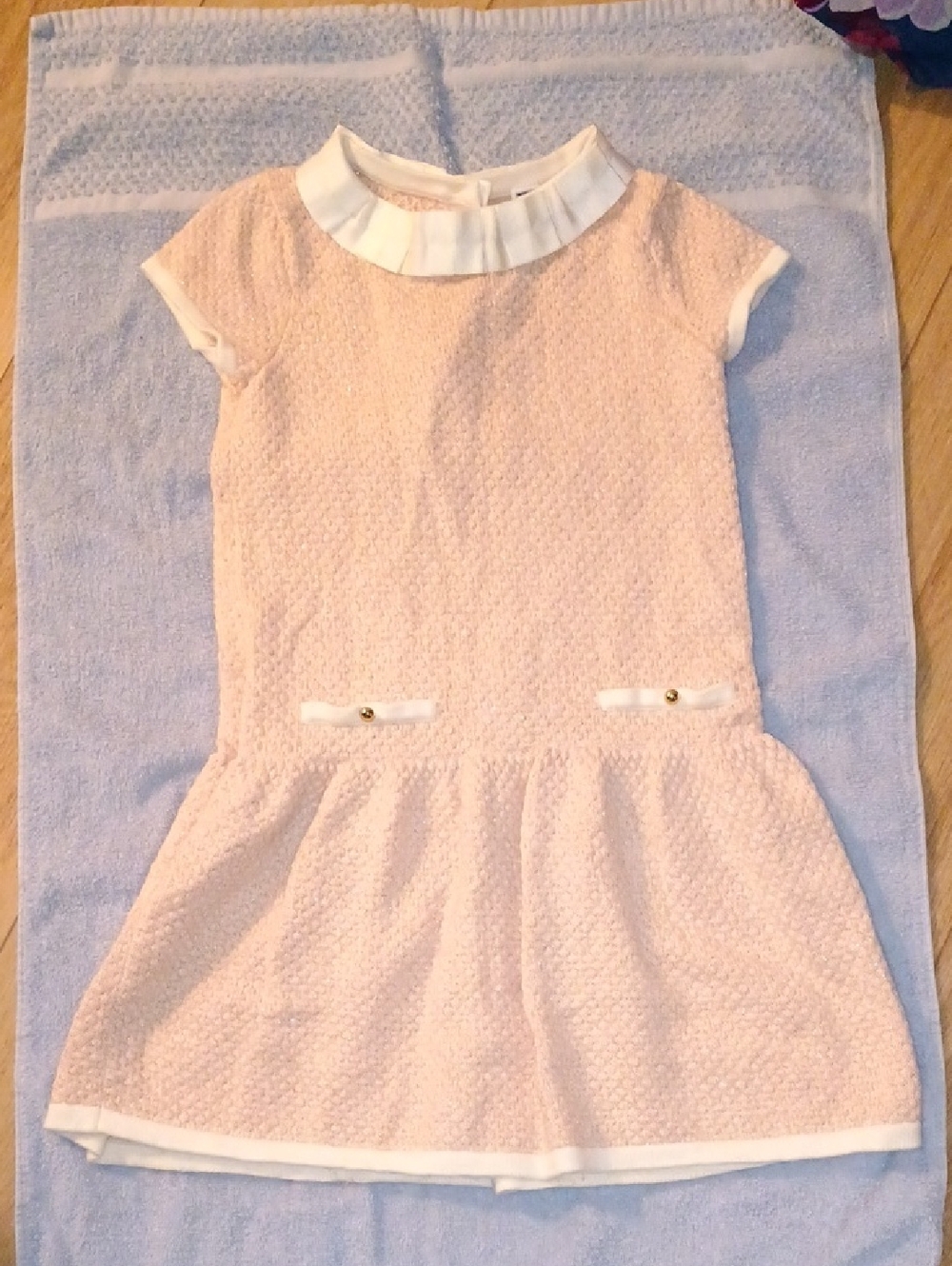 Janie and Jack Pale Pink Textured Dress with White Trim